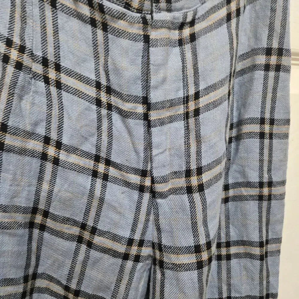 Reformation Linen Plaid Pants Size 0 Cropped Straight Leg